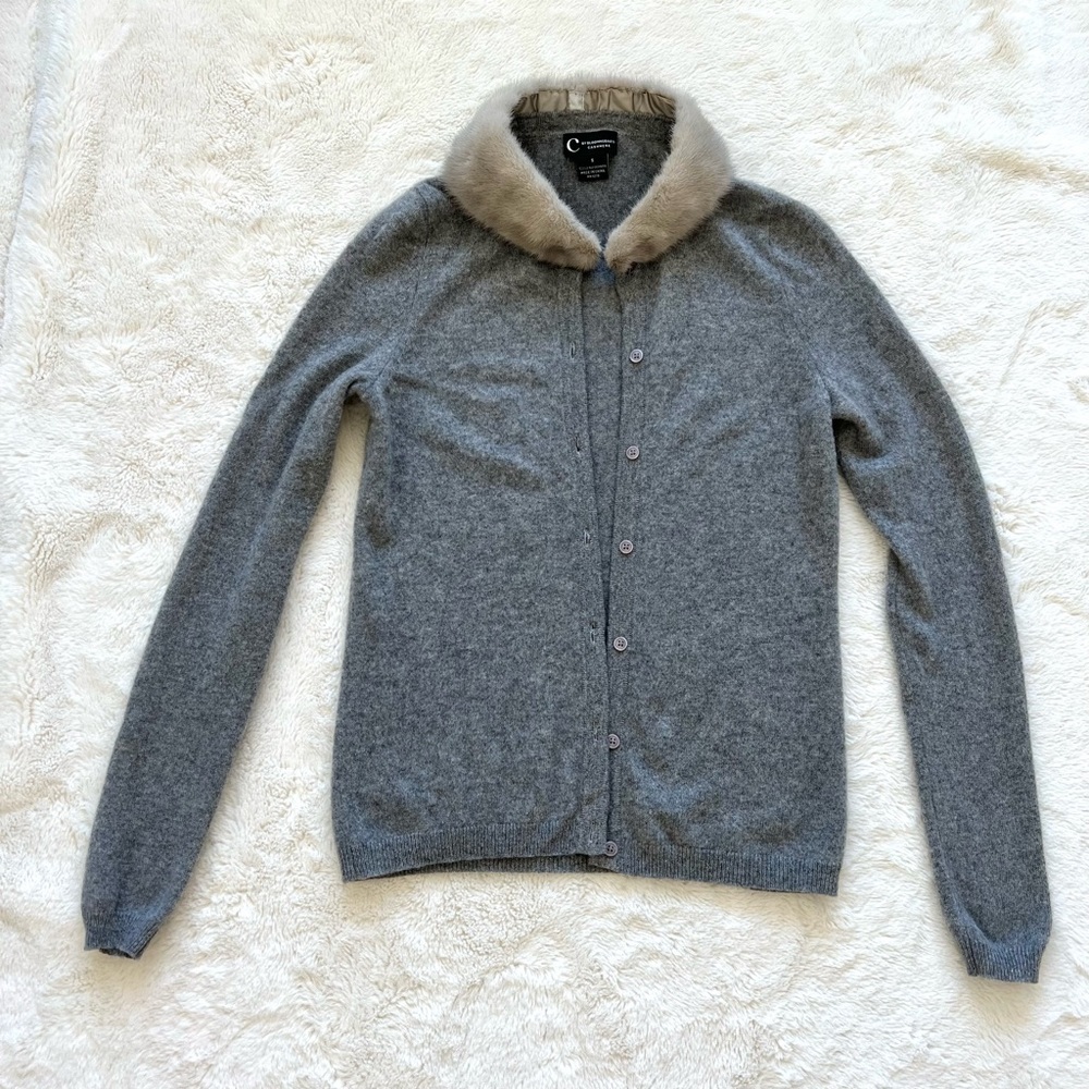 Bloomingdale’s cashmere cardigan with mink collar  size S - Picture 4 of 6